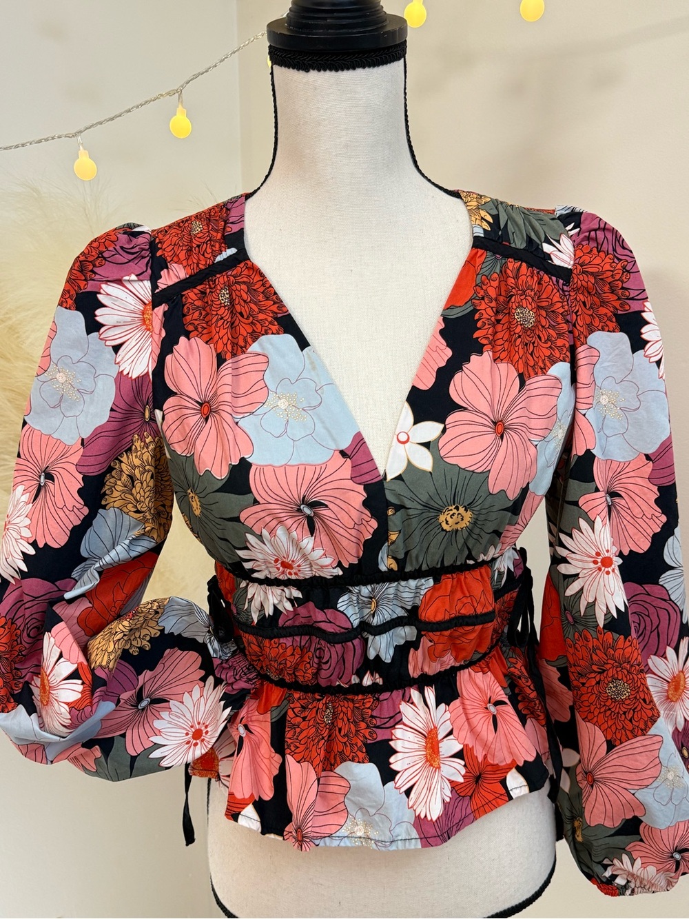 🌾 Listicle Floral Peplum Blouse - Pink, Red, Light Blue,‎ Olive, Black